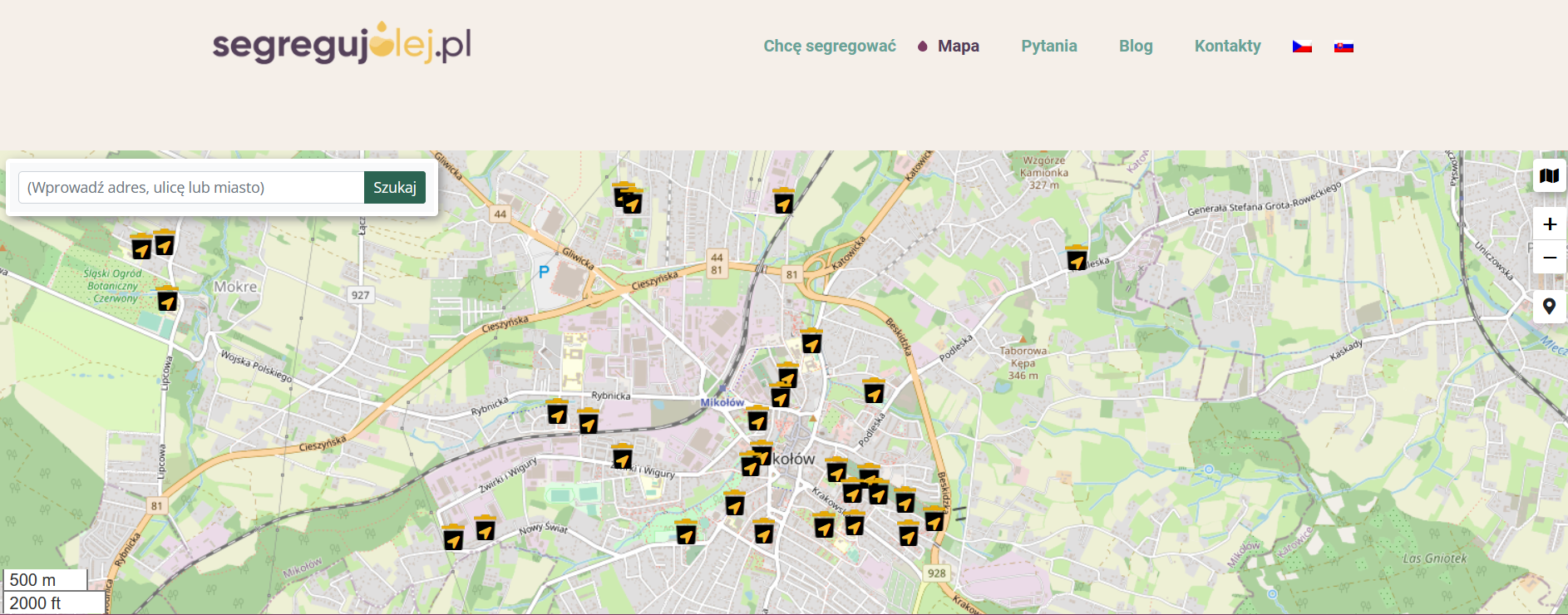 Segreguj olej/mapa
