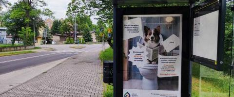 Plakat-Oszczędzanie wody w toalecie, ul. Wojciecha
